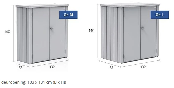 Biohort Terraskast Romeo Zilver Metallic Formaat M 140 x 57 cm - Afbeelding 4